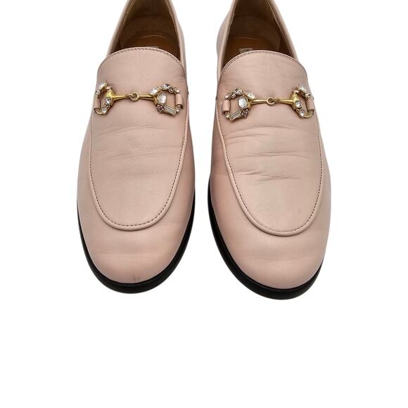 Gucci Jordaan Horsebit Slip On Loafer Pink Leather Crystal Size 38.5 US 8.5 - Picture 4 of 13
